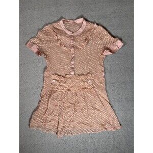 Miss Me 30" Chest/Waist‎ Women’s Pink Ruffle Short Sleeve  Sheer Top Y2K 90s